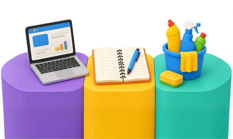Desk with a task list