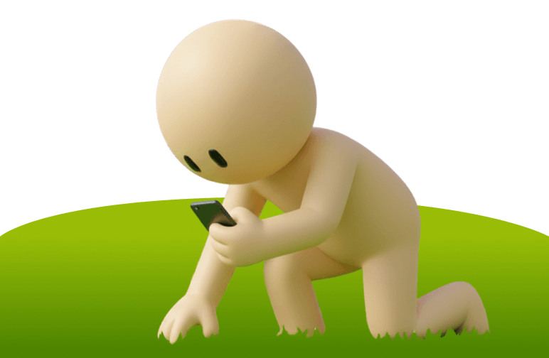 Hand touching grass